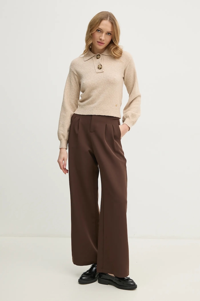 Пуловер с вълна United Colors of Benetton 10R2D3013 бежов AW24