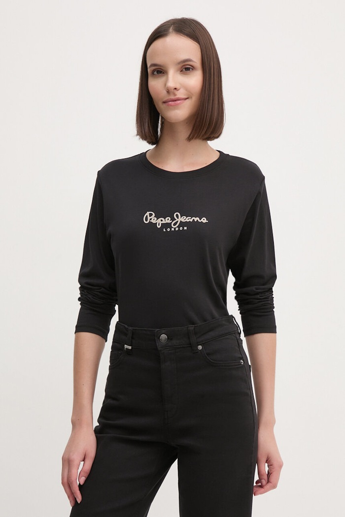 Pamučna majica dugih rukava Pepe Jeans FIORE LS PL505947 crna AW24