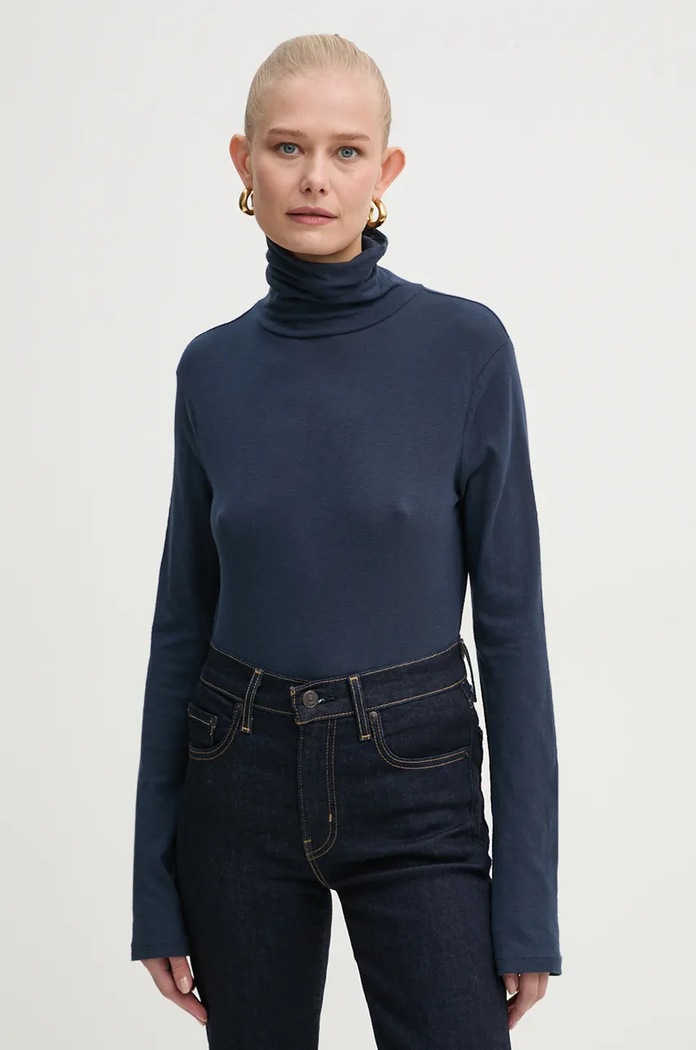 Tričko Marc O'Polo DENIM hladký námořnická modř 5000005193