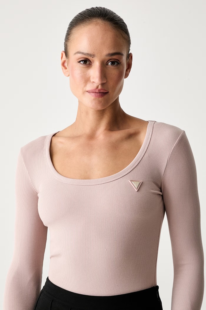 Guess longsleeve damski z bawełną różowy V4BP07.K8RT2