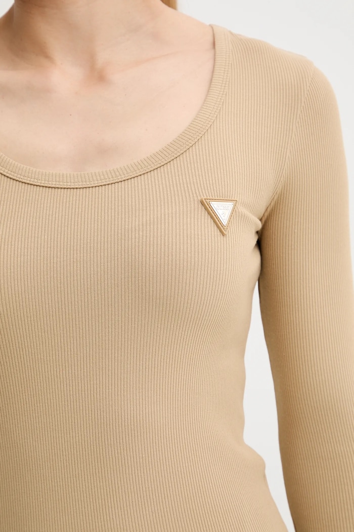Guess longsleeve pentru femei cu bumbac V4BP07.K8RT2 bej