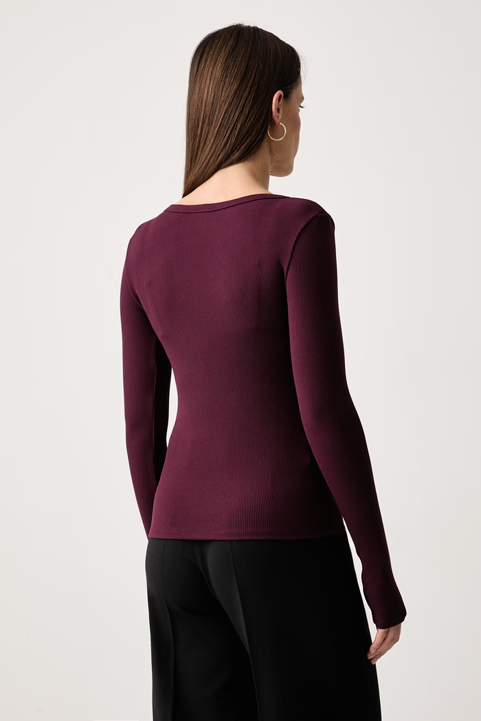 Guess Longsleeve damski z bawełną V4BP07.K8RT2 bordowy AW25