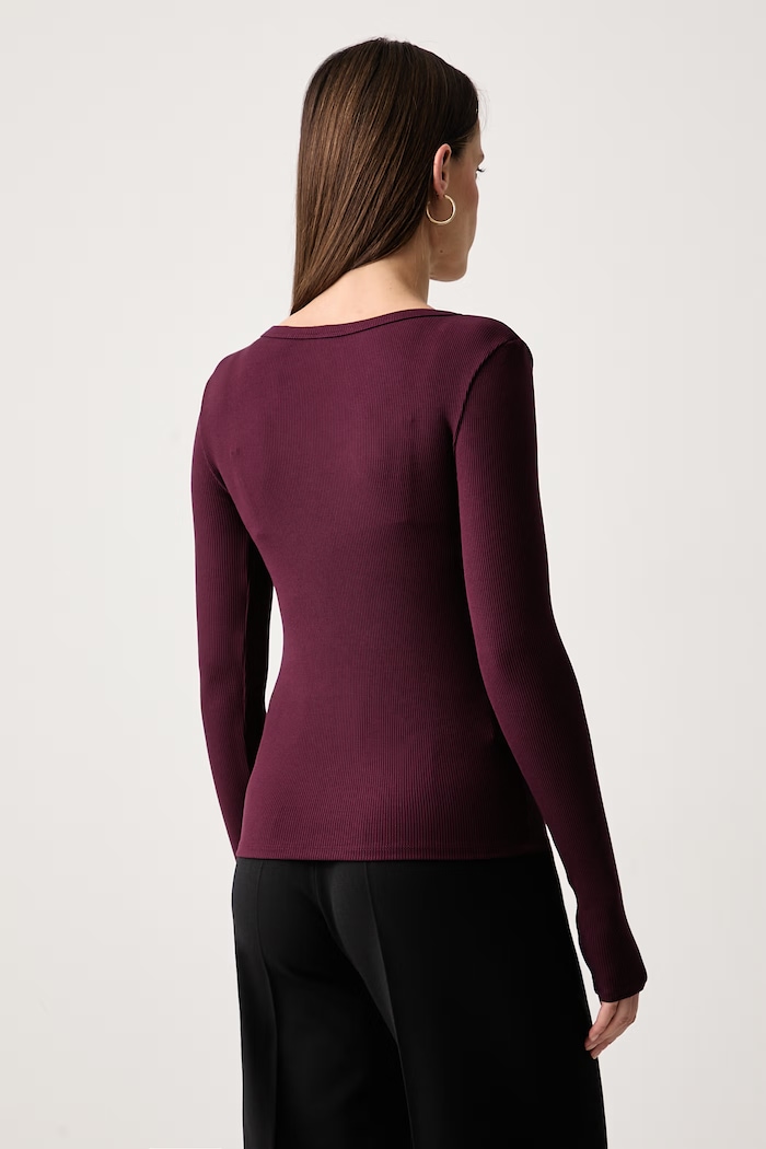 Guess Longsleeve damski z bawełną V4BP07.K8RT2 bordowy AW25