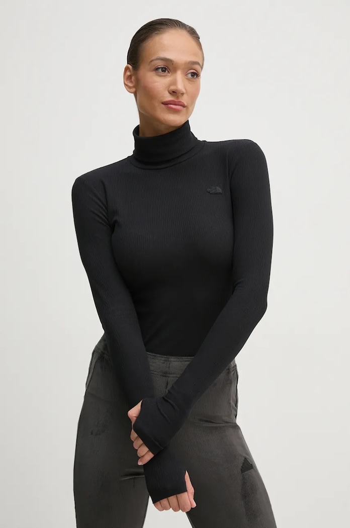Tričko s dlouhým rukávem The North Face Turtle hladký černá NF0A89C2JK31