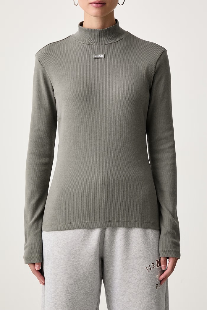 Лонгслів жіночий бавовняний з еластаном Easy Longsleeve_B HUGO Blue 50525318 зелений