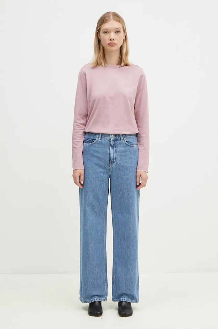 Бавовняний лонгслів Y-3 Regular Longsleeve Tee JD9823 рожевий