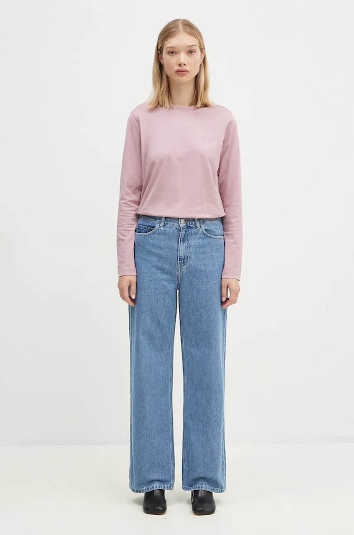 Бавовняний лонгслів Y-3 Regular Longsleeve Tee JD9823 рожевий