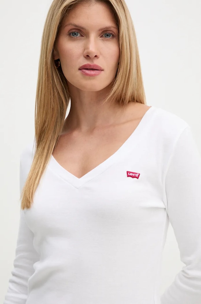 Levi's longsleeve din bumbac alb A9330