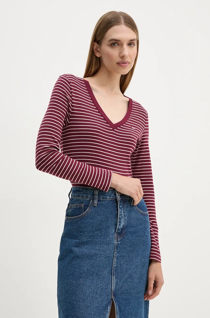 Levi's Longsleeve din bumbac burgundia A9330
