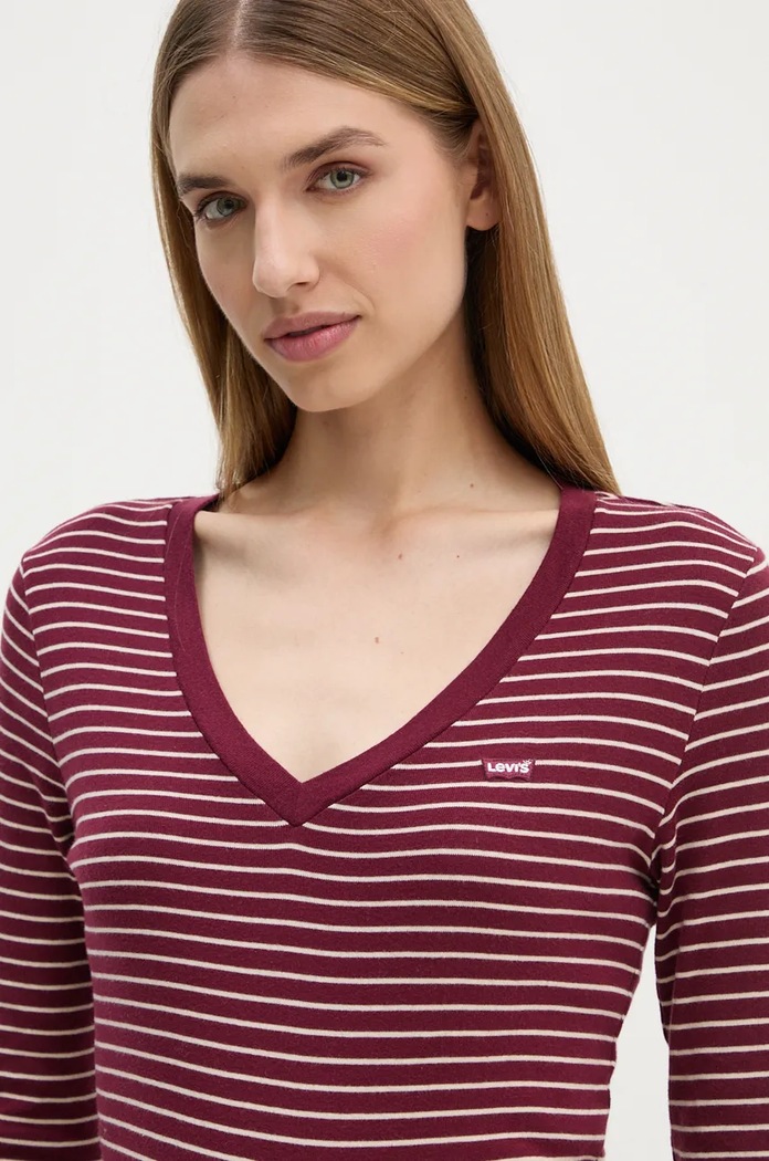 Longsleeve din bumbac Levi's A9330 burgundia