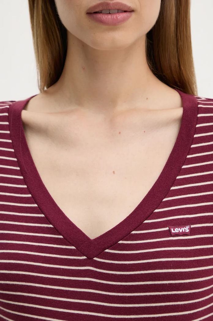 Longsleeve din bumbac Levi's burgundia A9330