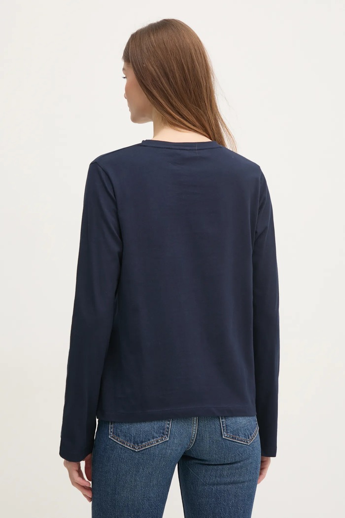 Îmbrăcăminte Tommy Hilfiger longsleeve din bumbac WW0WW43620 bleumarin