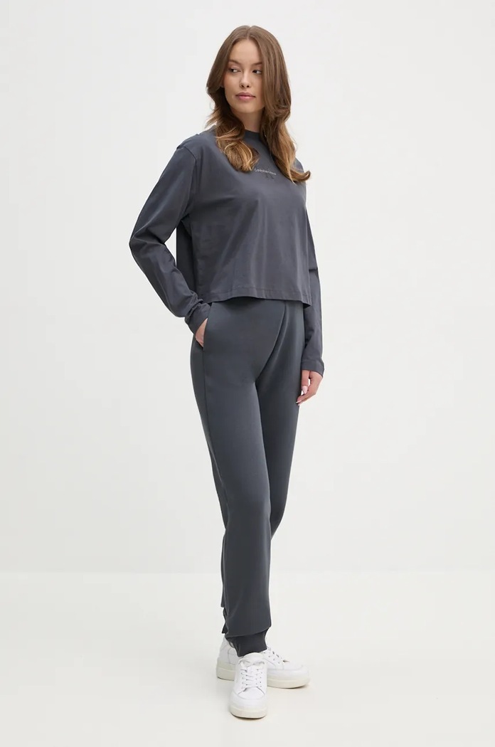 Calvin Klein Jeans Памучна блуза с дълги ръкави Calvin Klein Jeans J20J224200 сив NC24
