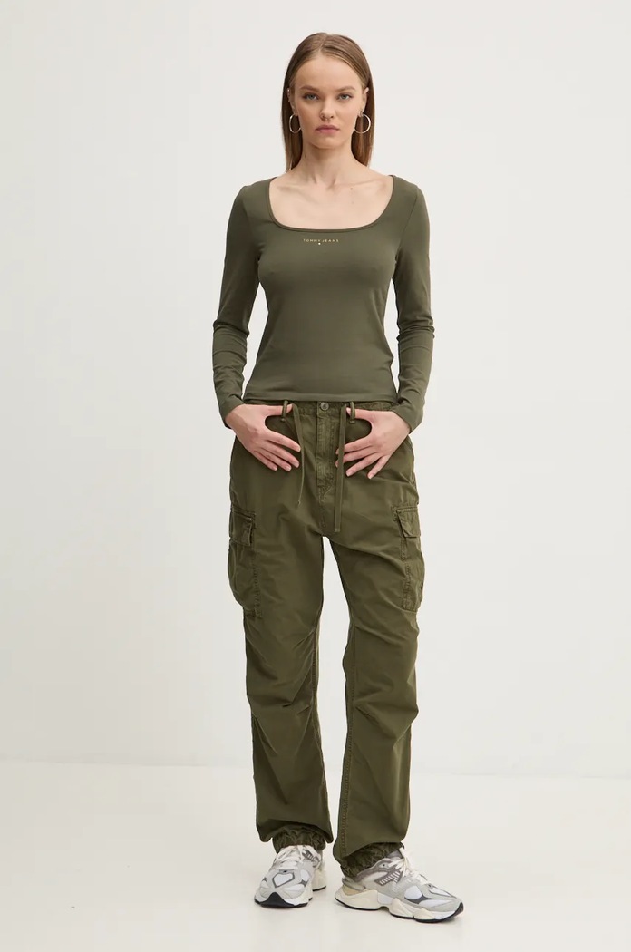 Блуза с дълги ръкави Tommy Jeans DW0DW18791 зелен AW24