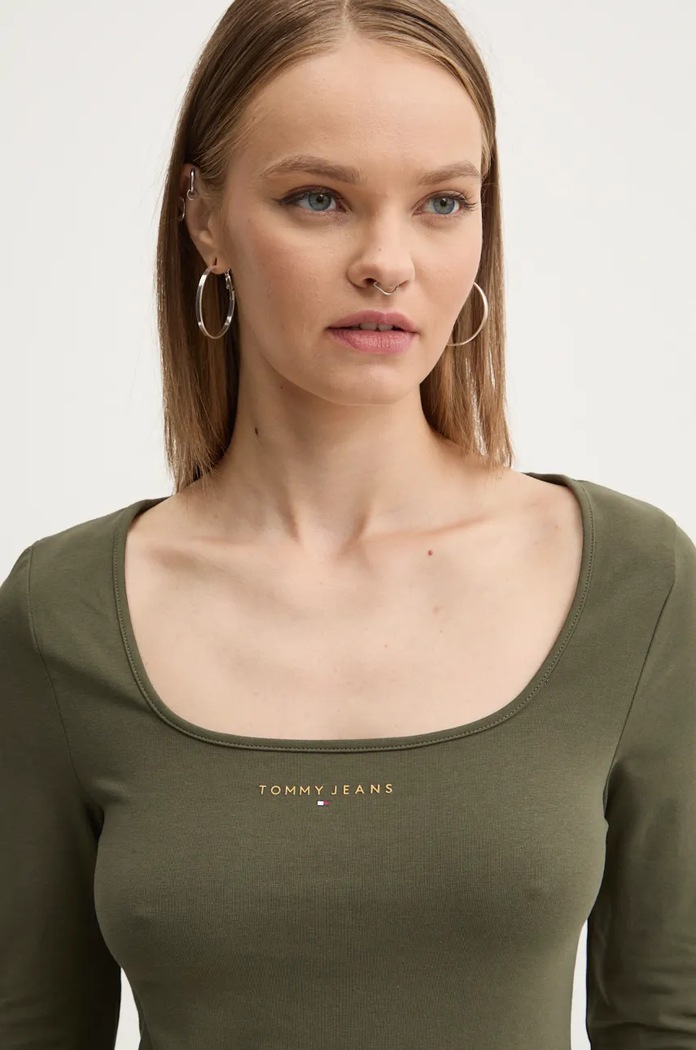 Блуза с дълги ръкави Tommy Jeans зелен DW0DW18791