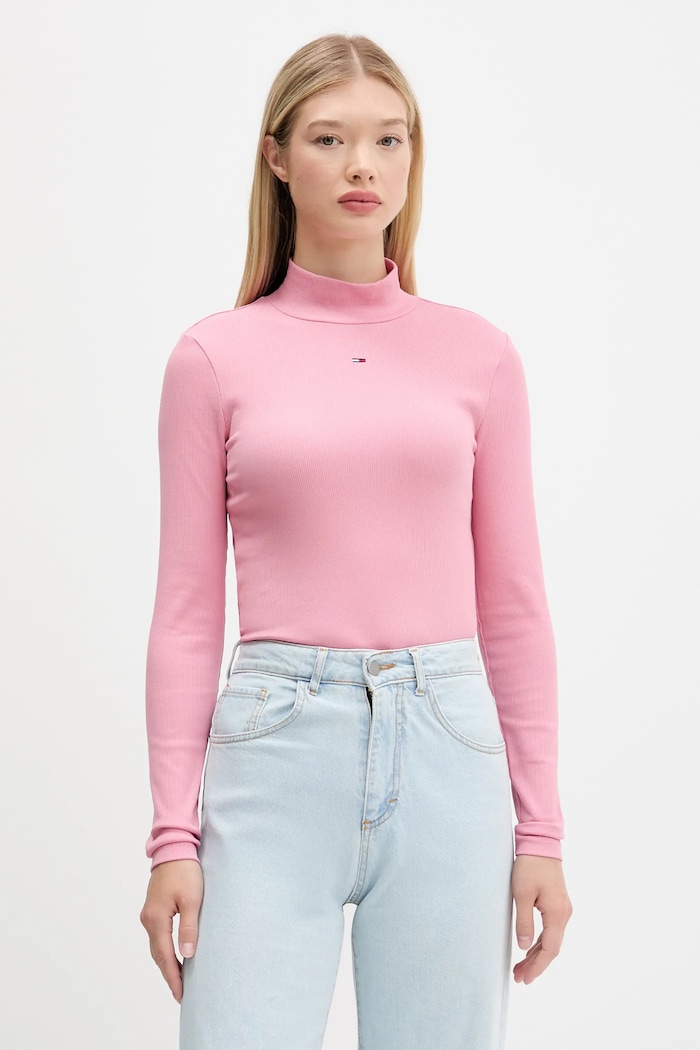 Tričko s dlhým rukávom Tommy Jeans ružová DW0DW19830