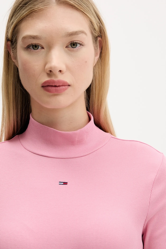 Tričko s dlhým rukávom Tommy Jeans DW0DW19830 ružová