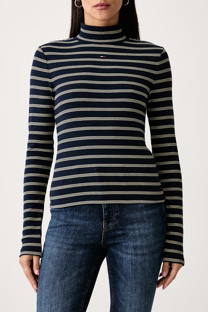 Longsleeve damski bawełniany Tommy Jeans DW0DW19830 granatowy