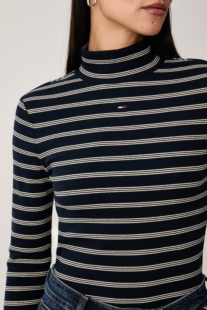 Longsleeve damski bawełniany Tommy Jeans granatowy DW0DW19830