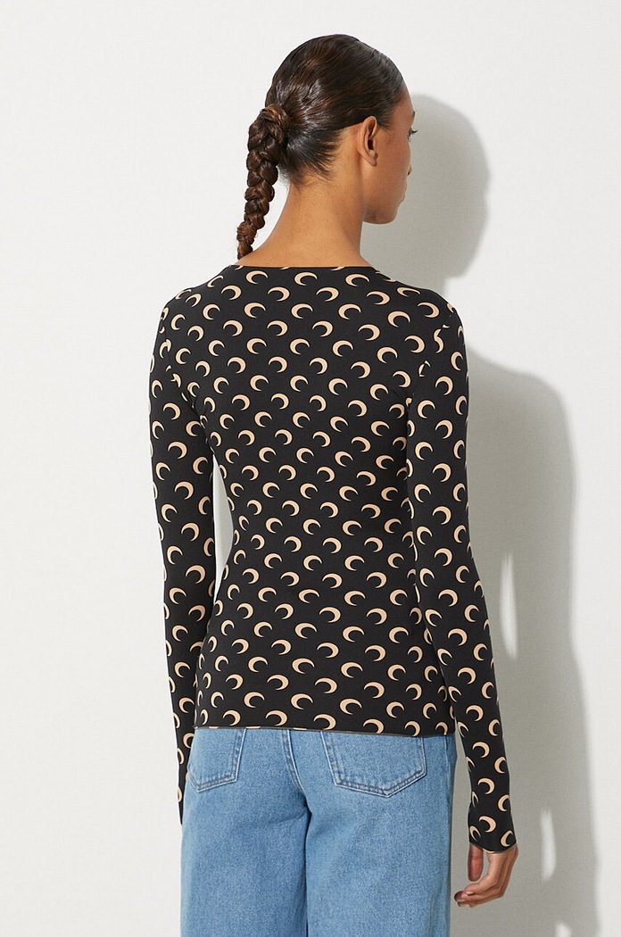 Odjeća Majica dugih rukava Marine Serre Recycled Moon Jersey Second Skin Crewneck Top WTS006A.CJER0001 crna