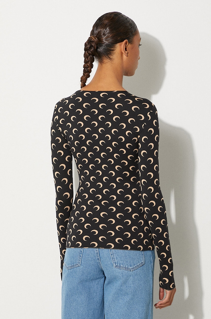 Odjeća Majica dugih rukava Marine Serre Recycled Moon Jersey Second Skin Crewneck Top WTS006A.CJER0001 crna