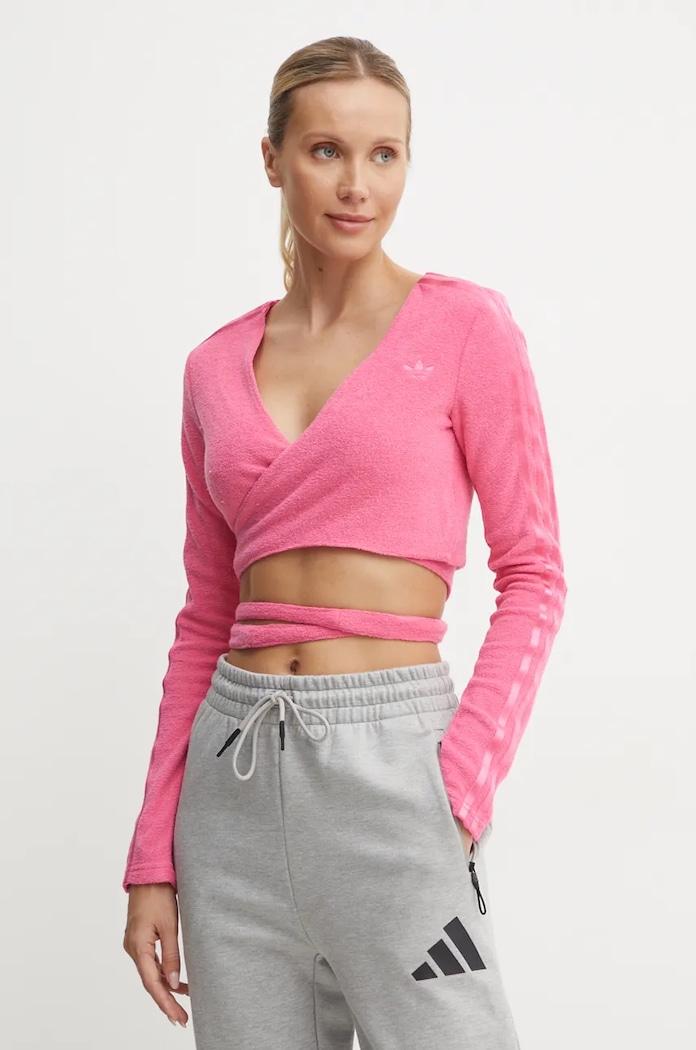Kardigán adidas Originals V výstrih ružová JN3012