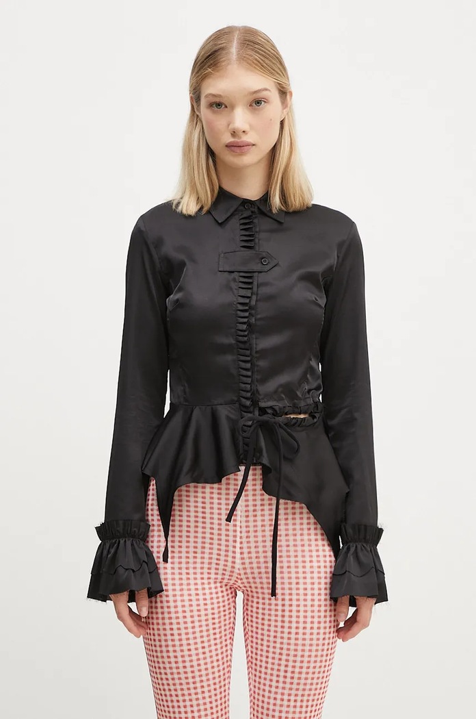 Рубашка Ottolinger Rouched Longsleeve Blouse casual чёрный 1110105921