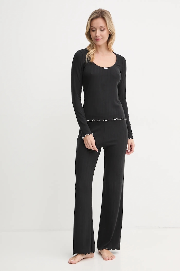 Abercrombie & Fitch longsleeve piżamowy KI146.4045.900 czarny AW24