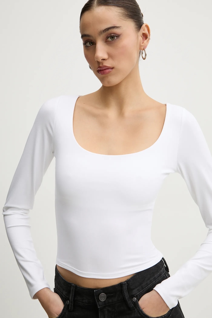 Tričko s dlouhým rukávem Hollister Co. slim béžová KI339.3626.100