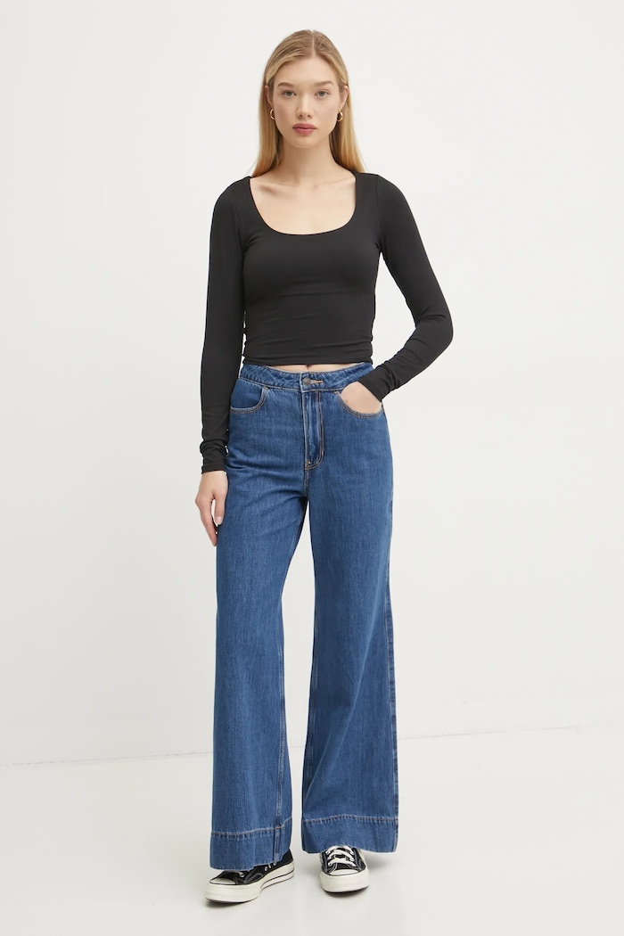 Tričko s dlouhým rukávem Hollister Co. KI339.3626.900 černá AW24