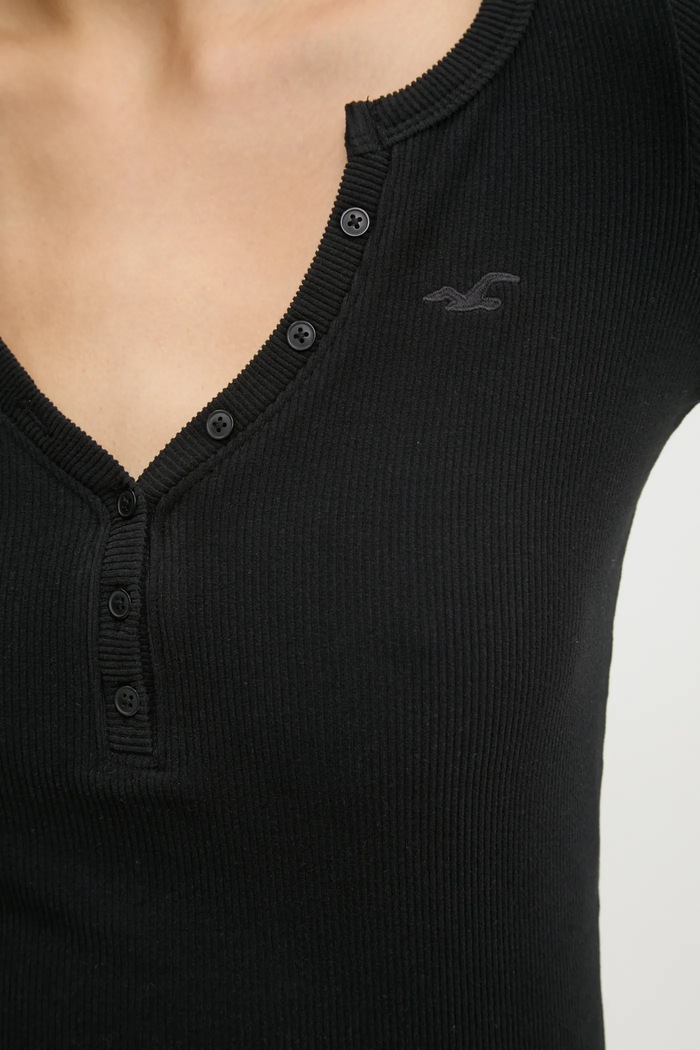Tričko s dlouhým rukávem Hollister Co. KI339.3684.900 černá