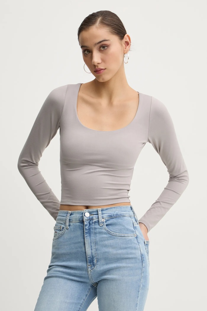 Tričko s dlhým rukávom Hollister Co. slim sivá KI339.3628.401