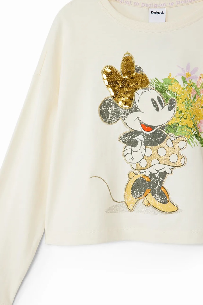 Detská bavlnená košeľa s dlhým rukávom Desigual MINNIE MOUSE 24WGTK15 biela