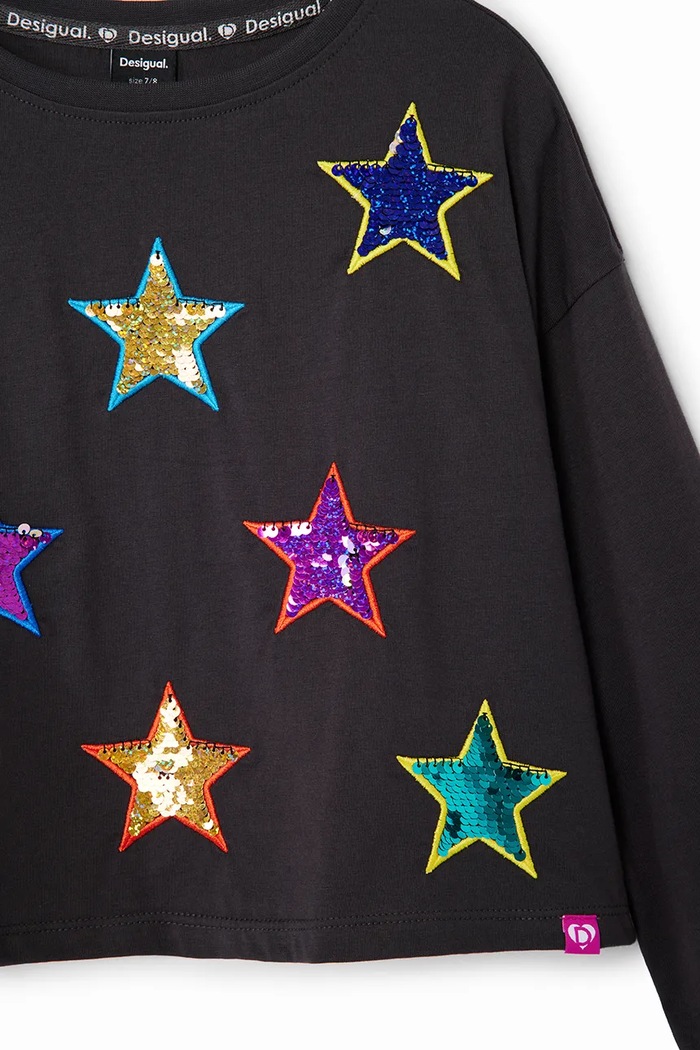 Desigual longsleeve bawełniany dziecięcy czarny 24WGTK03