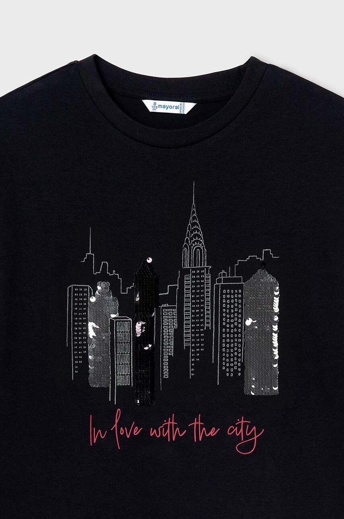 Mayoral longsleeve bawełniany dziecięcy 7016.8G.Junior.9BYH czarny AW24