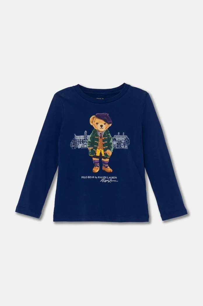 Polo Ralph Lauren longsleeve bawełniany dziecięcy nadruk niebieski 312951081001