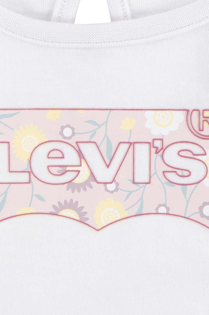 Levi's longsleeve din bumbac pentru bebeluși BATWING LS PUFF DETAIL TOP 1EL412 alb AW24