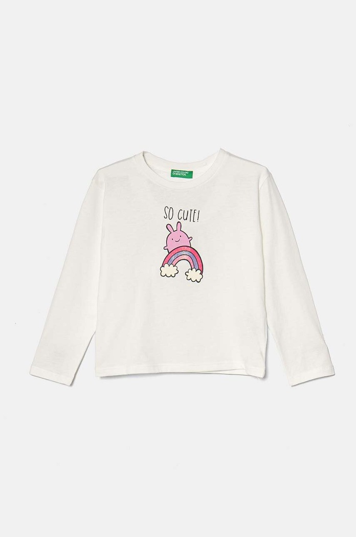 United Colors of Benetton Longsleeve bawełniany dziecięcy biały 3I1XG10FI.P.Seasonal