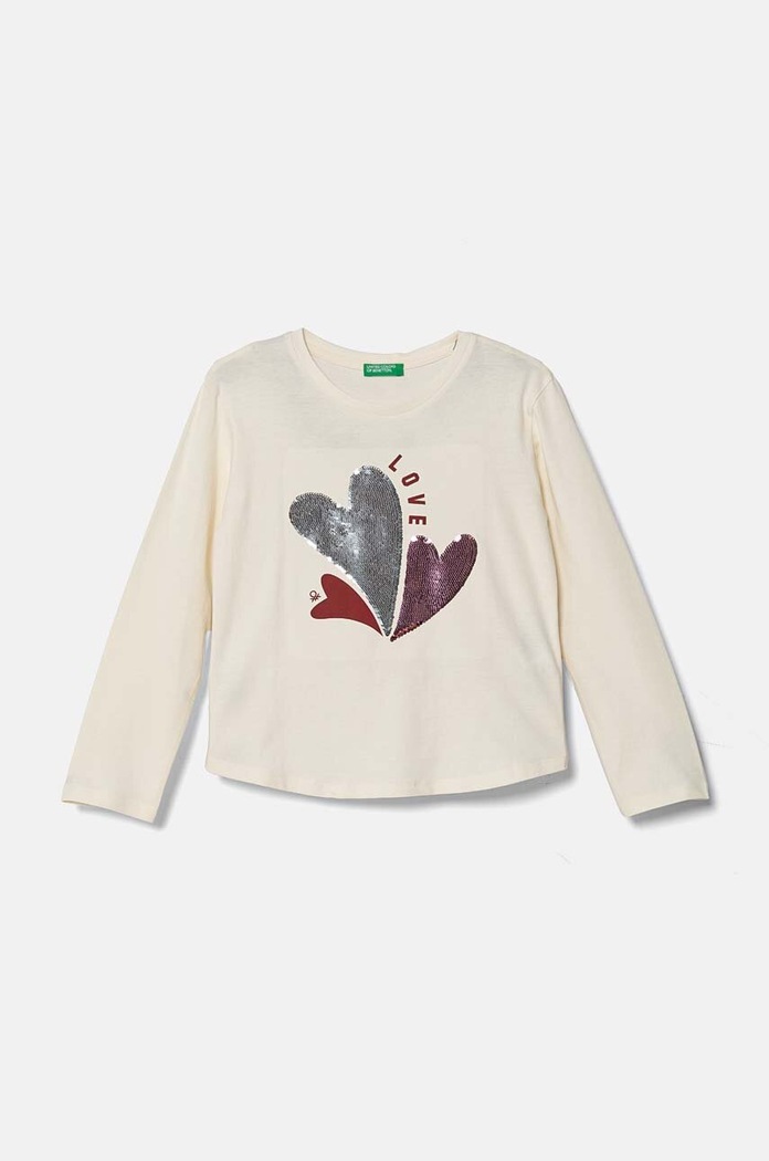 United Colors of Benetton Longsleeve bawełniany dziecięcy beżowy 3I1XC10KC.G.Seasonal