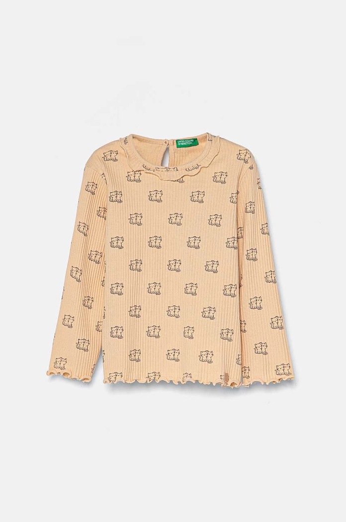 Dětské tričko s dlouhým rukávem United Colors of Benetton s elastanem oranžová 36LKG10FF.P.Seasonal