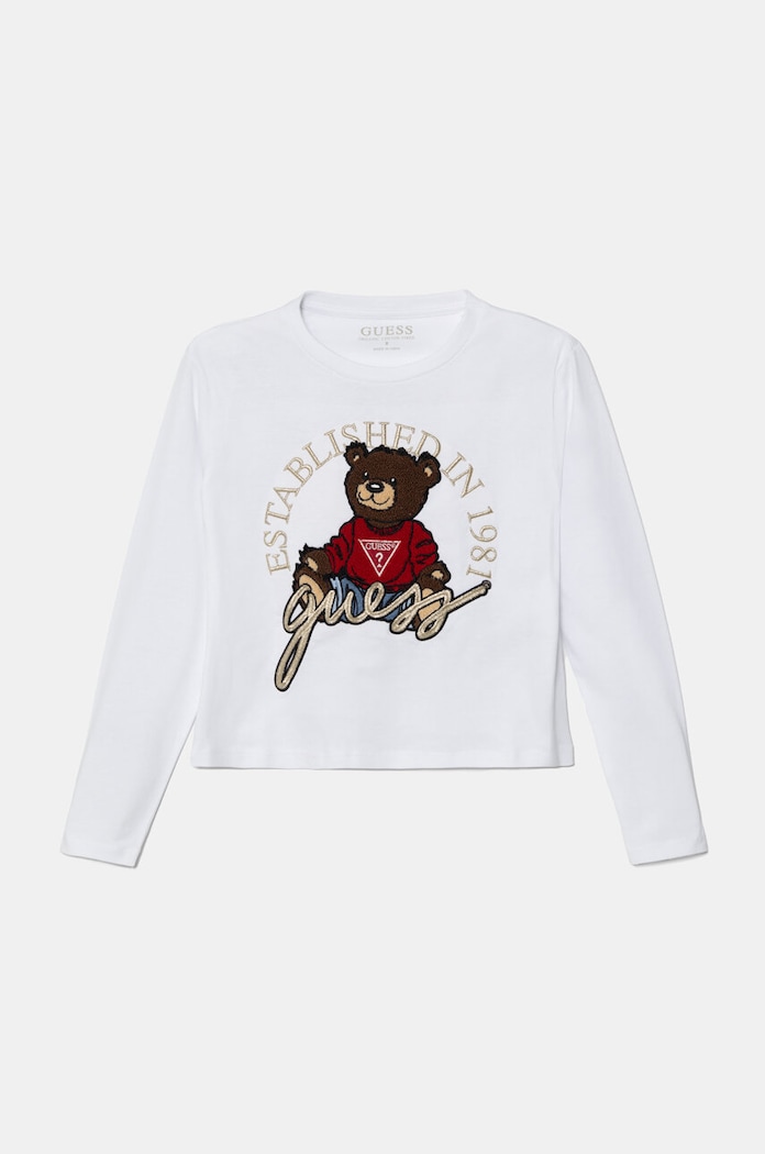 Детска блуза с дълги ръкави Guess памук бял J4BI10.I3Z14.9BYH