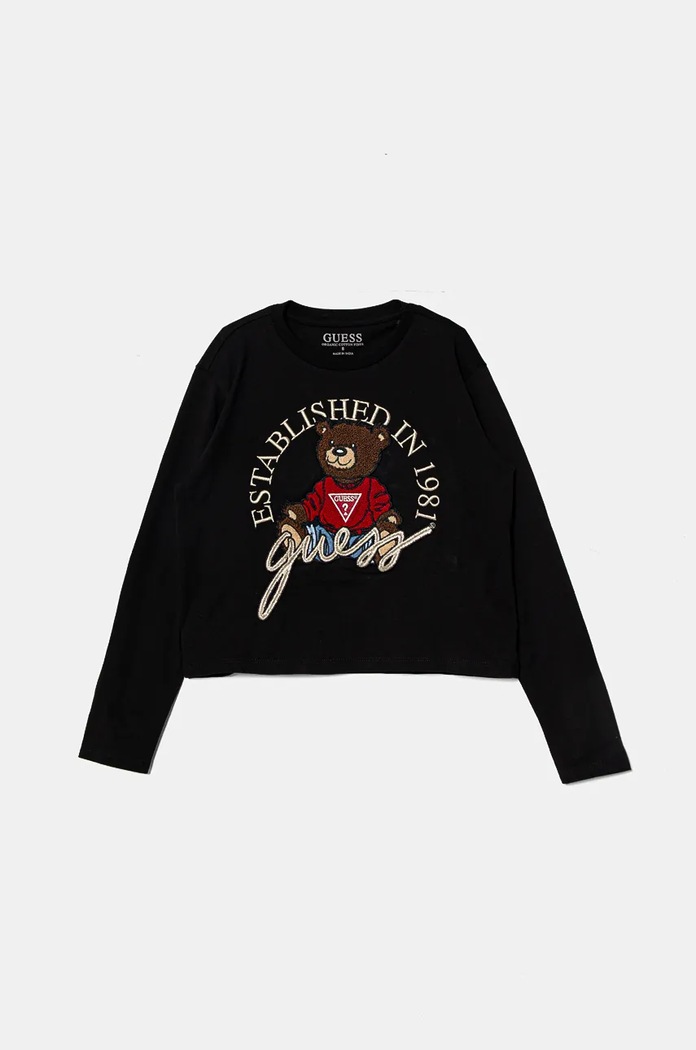Guess longsleeve din bumbac pentru copii imprimeu negru J4BI10.I3Z14.9BYH