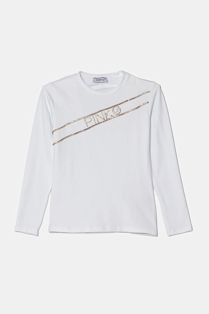 Pinko Up longsleeve copii imprimeu alb F4PIJGTH066