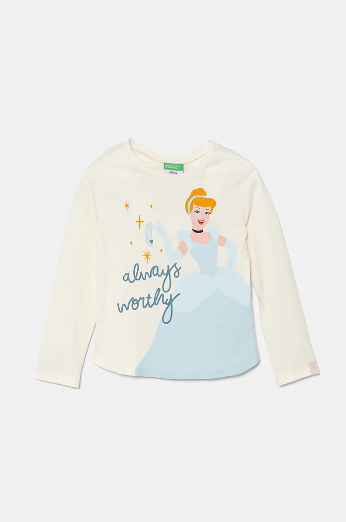 Dječja pamučna majica dugih rukava United Colors of Benetton pamuk bež 3ATNG10H8.P.Seasonal