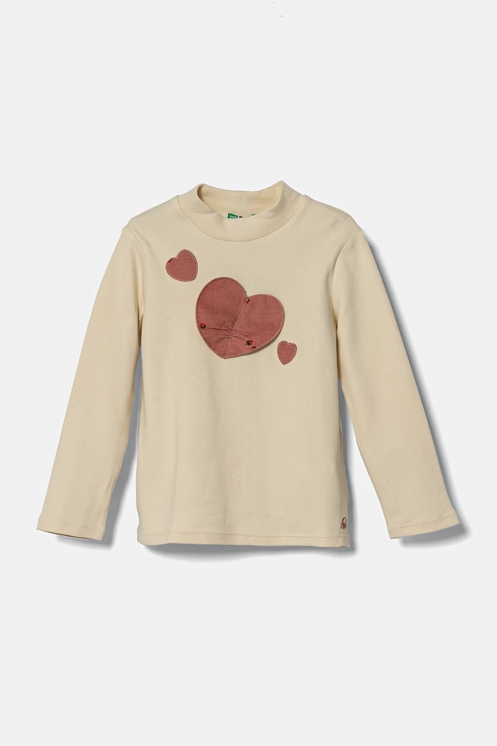 Dječja pamučna majica dugih rukava United Colors of Benetton pamuk bež 3AOUG10H3.P.Seasonal