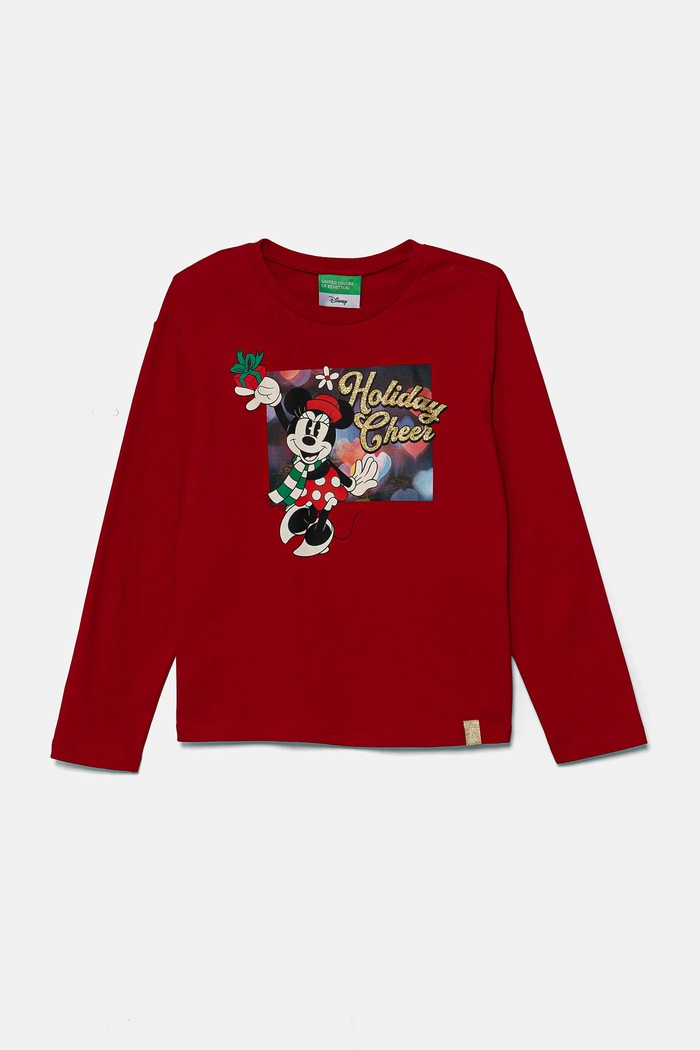 Majica z dolgimi rokavi United Colors of Benetton Okrogel rdeča 3ATNC10LC.G.Seasonal