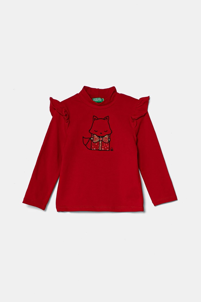 United Colors of Benetton longsleeve nadruk czerwony 3Q8DG10GG.P.Seasonal