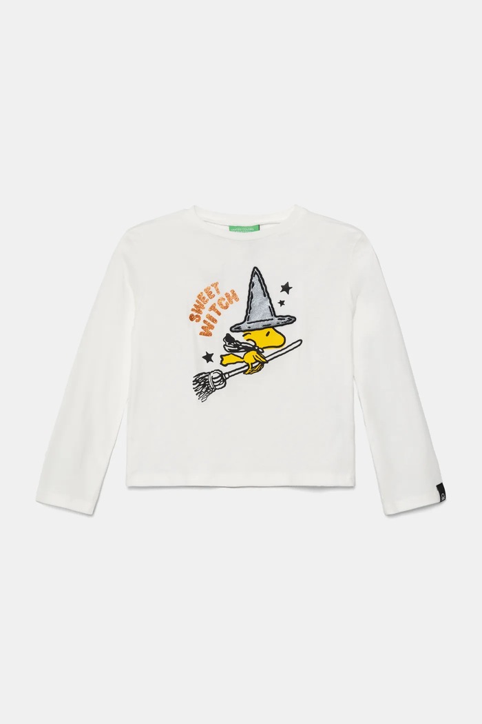 Dětské bavlněné tričko s dlouhým rukávem United Colors of Benetton kulatý bílá 3VR5G10JA.P.Seasonal
