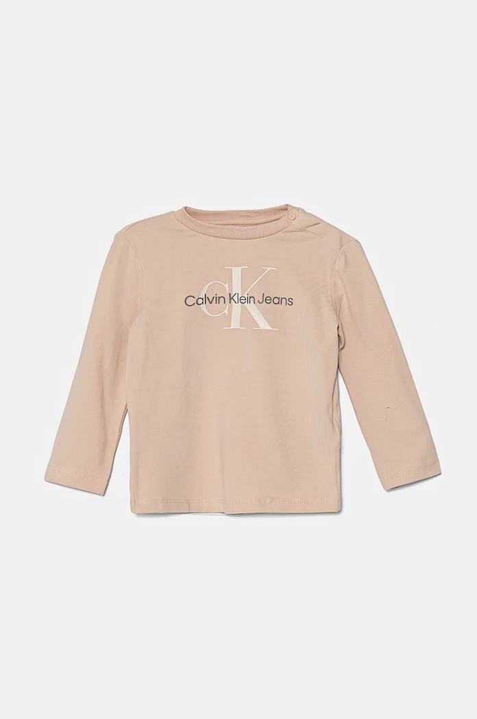 Calvin Klein Jeans longsleeve dziecięcy z elastanem beżowy IN0IN00005.9BYH