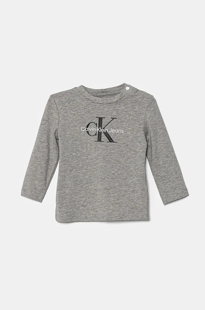 Calvin Klein Jeans longsleeve dziecięcy z elastanem szary IN0IN00005.9BYH